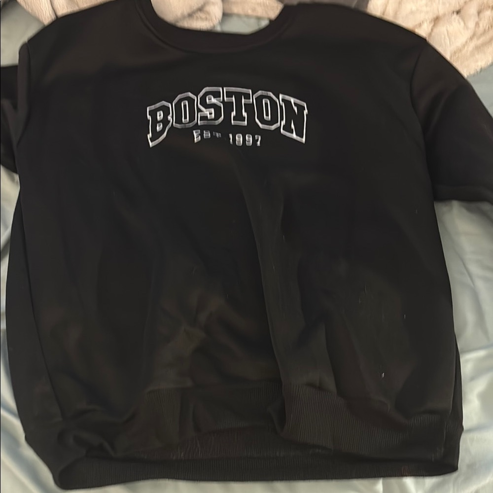 SHEIN Black Boston Sweatshirt